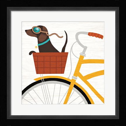 Framed Beach Bums Dachshund Bicycle I Print