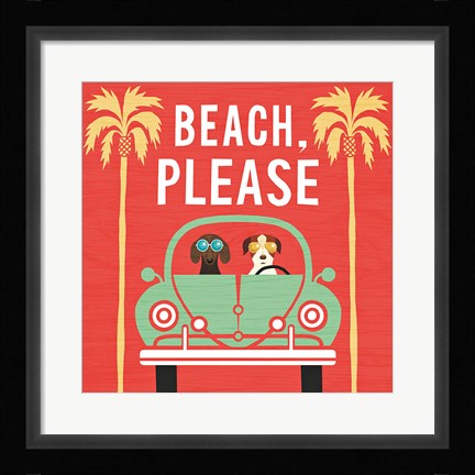 Framed Beach Bums Beetle I Square Print