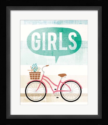 Framed Beach Cruiser Girls II Print