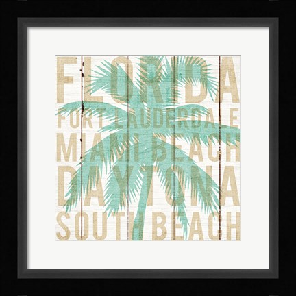 Framed Bon Voyage Florida Palm Print