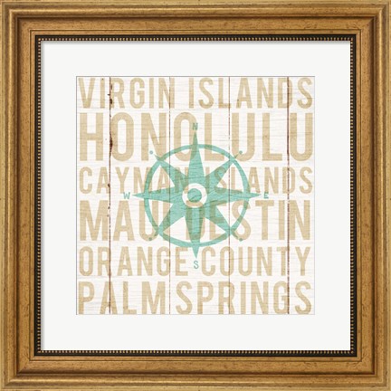 Framed Bon Voyage Compass Print