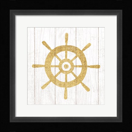 Framed Beachscape VI Helm Gold Neutral Print