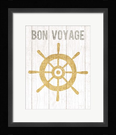 Framed Beachscape VI Helm Quote Gold Neutral Print