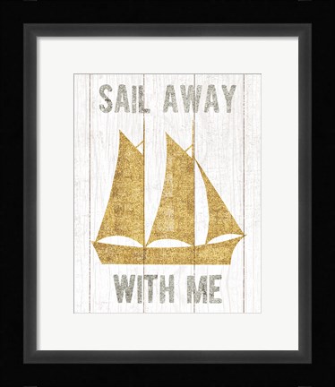 Framed Beachscape V Boat Quote Gold Neutral Print