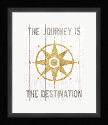 Framed Beachscape IV Compass Quote Gold Neutral Print