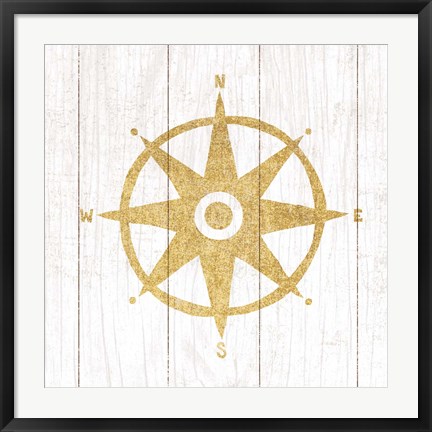 Framed Beachscape IV Compass Gold Neutral Print