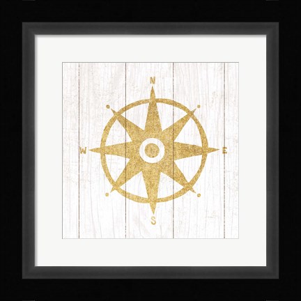 Framed Beachscape IV Compass Gold Neutral Print