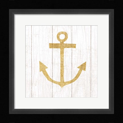 Framed Beachscape III Anchor Gold Neutral Print