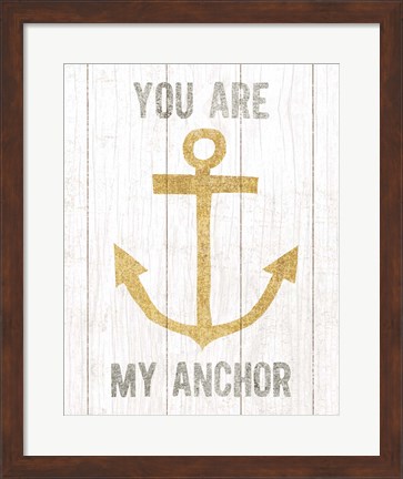 Framed Beachscape III Anchor Quote Gold Neutral Print