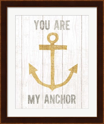 Framed Beachscape III Anchor Quote Gold Neutral Print