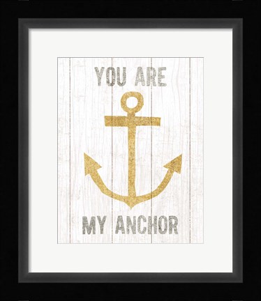 Framed Beachscape III Anchor Quote Gold Neutral Print