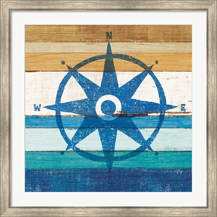 Framed Beachscape IV Compass Print