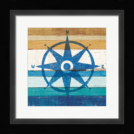 Framed Beachscape IV Compass Print
