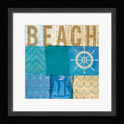 Framed Beachscape Collage IV Print
