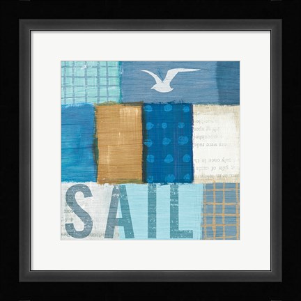 Framed Beachscape Collage V Print