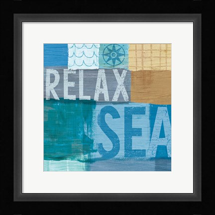 Framed Beachscape Collage III Print