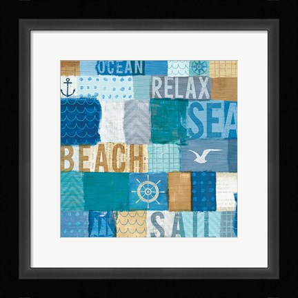 Framed Beachscape Collage I Print