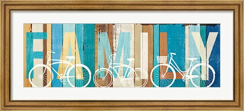 Framed Beachscape Bicycle Family Print