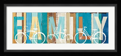 Framed Beachscape Bicycle Family Print
