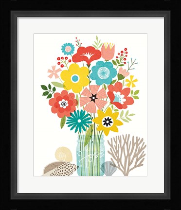 Framed Seaside Bouquet IV Mason Jar Print