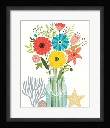 Framed Seaside Bouquet III Mason Jar Print