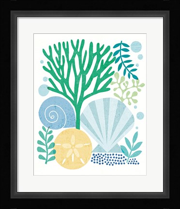 Framed Under Sea Treasures VI Sea Glass Print
