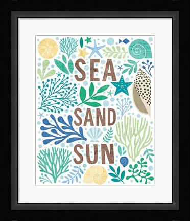 Framed Under Sea Treasures III Sea Glass Print