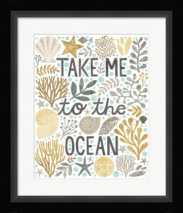 Framed Under Sea Treasures IV Gold Neutral Print