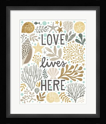 Framed Under Sea Treasures II Gold Neutral Print