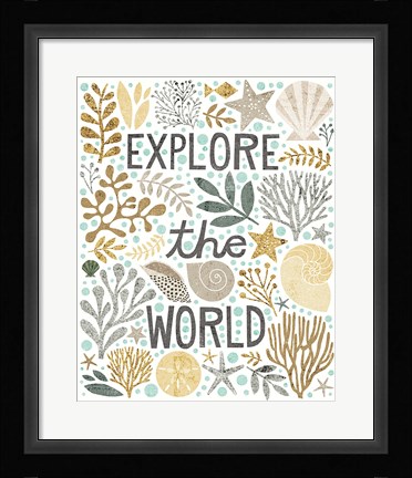 Framed Under Sea Treasures I Gold Neutral Print