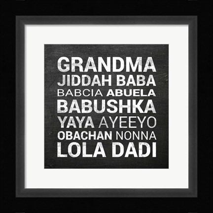 Framed Grandma Various languages - Chalkboard Print