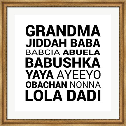 Framed Grandma Various languages Print
