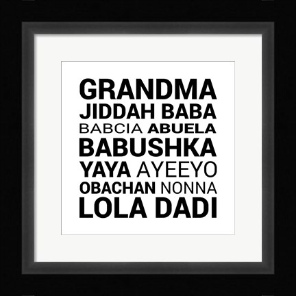 Framed Grandma Various languages Print