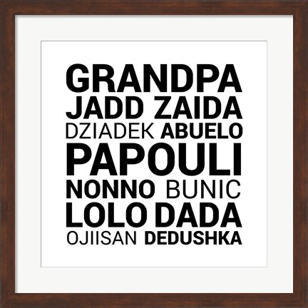 Framed Grandpa Various Languages Print