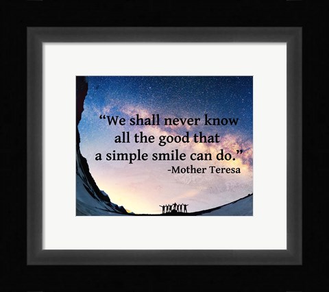 Framed Simple Smile - Mother Teresa Quote Print