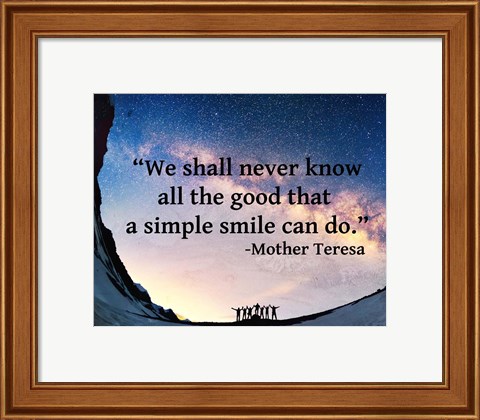 Framed Simple Smile - Mother Teresa Quote Print