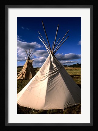 Framed Sioux Teepee at Sunset, Prairie near Mount Rushmore, South Dakota Print