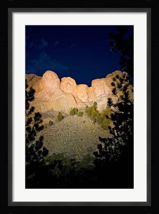 Framed Mount Rushmore National Memorial Lit Up, South Dakota Print
