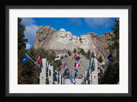 Framed Mount Rushmore National Memorial, Avenue of Flags, South Dakota Print