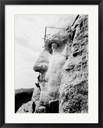 Framed Construction of George Washington&#39;s face on Mount Rushmore, 1932 Print