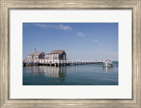 Framed Straight Wharf water taxi, Nantucket, Massachusetts Print