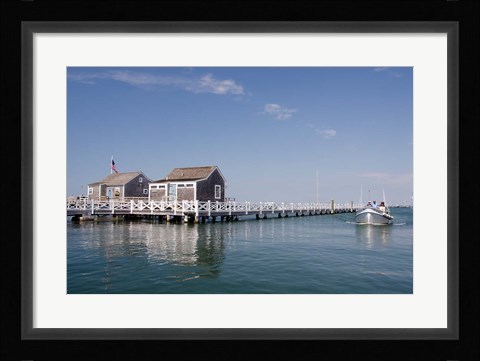 Framed Straight Wharf water taxi, Nantucket, Massachusetts Print