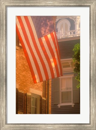 Framed Massachusetts, Nantucket Island, US flag Print