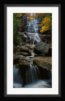 Framed Waterfall in a forest, Arethusa Falls, Crawford Notch State Park, New Hampshire, New England Print