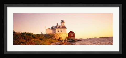 Framed Lighthouse at the coast, Rose Island Light, Newport, Rhode Island, New England Print