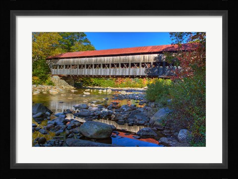 Framed Albany covered bridge over Swift River, White Mountain National Forest, New Hampshire Print