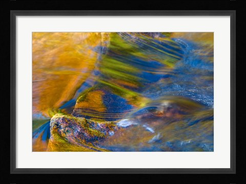 Framed Fall Reflections in Stream, White Mountain National Forest, New Hampshire Print