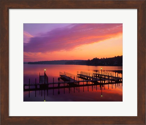 Framed New Hampshire Dock and Lake Winnipesaukee Print