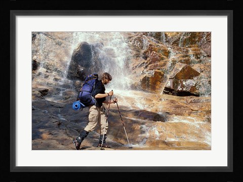 Framed Backpacking in White Mountain National Forest, Base of Arethusa Falls, New Hampshire Print