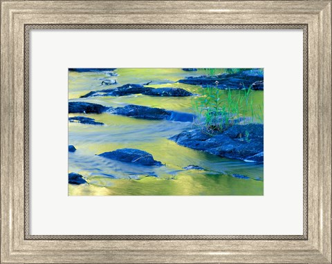 Framed Summer Reflections in the Waters of the Lamprey River, New Hampshire Print